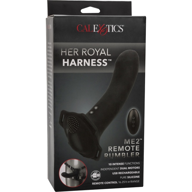Черный женский страпон с вибрацией Me2 Remote Rumbler - 16,5 см - Her Royal Harness. Фотография 2.