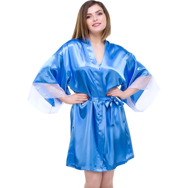 Короткий халатик-кимоно с кружевным сердечком на спинке. Фотография 4.