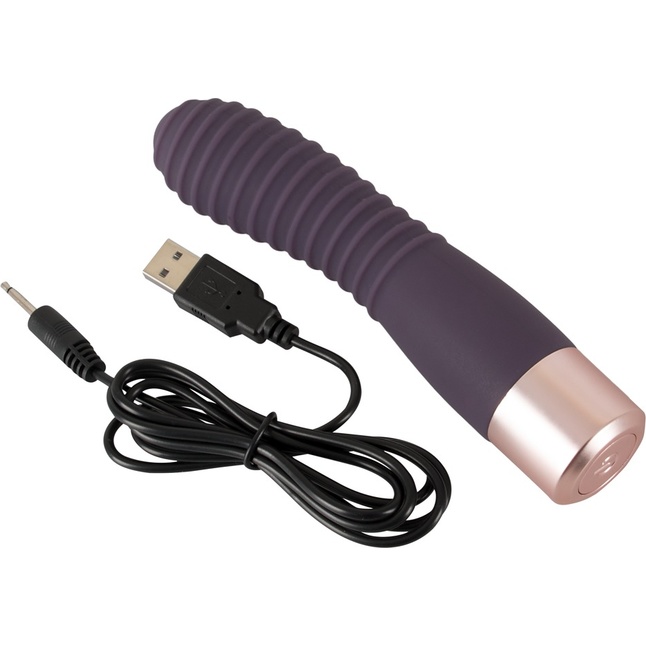 Фиолетовый вибратор с ребрышками Elegant Flexy Vibe - 15 см - You2Toys. Фотография 9.