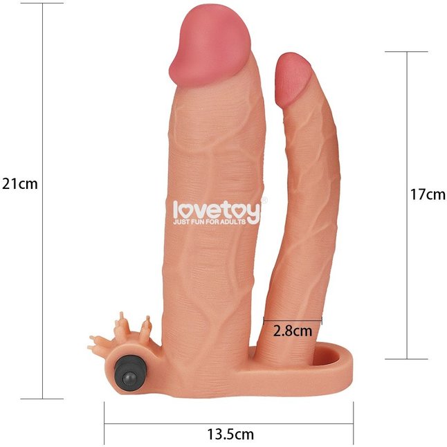 Телесная насадка-удлинитель на пенис с анальным стимулятором и вибрацией. Фотография 3.