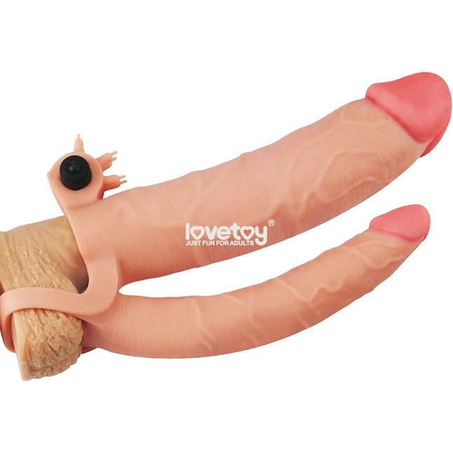 Телесная насадка-удлинитель на пенис с анальным стимулятором и вибрацией. Фотография 5.