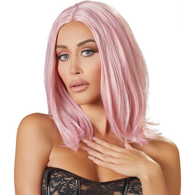 Розовый парик с прямыми волосами - Cottelli Collection. Фотография 2.
