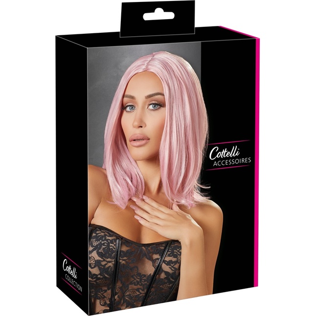 Розовый парик с прямыми волосами - Cottelli Collection. Фотография 3.