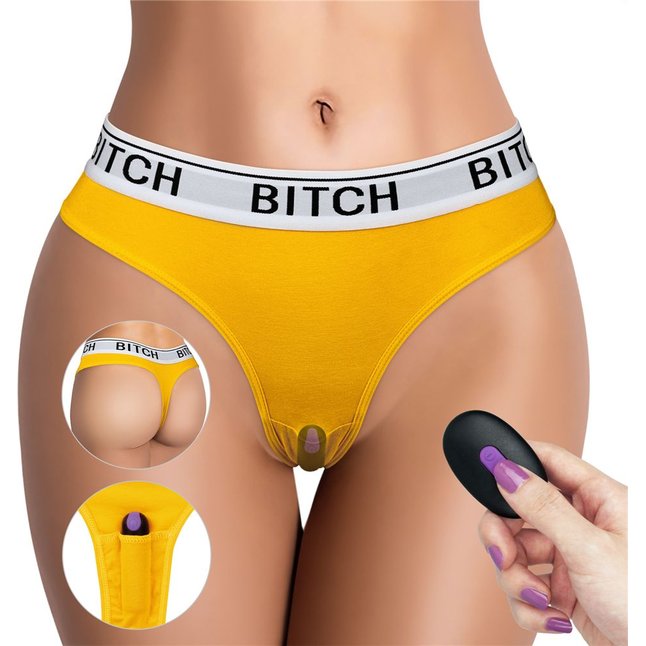 Сексуальные трусики с вибропулей Bitch Vibrating Panties - Size M