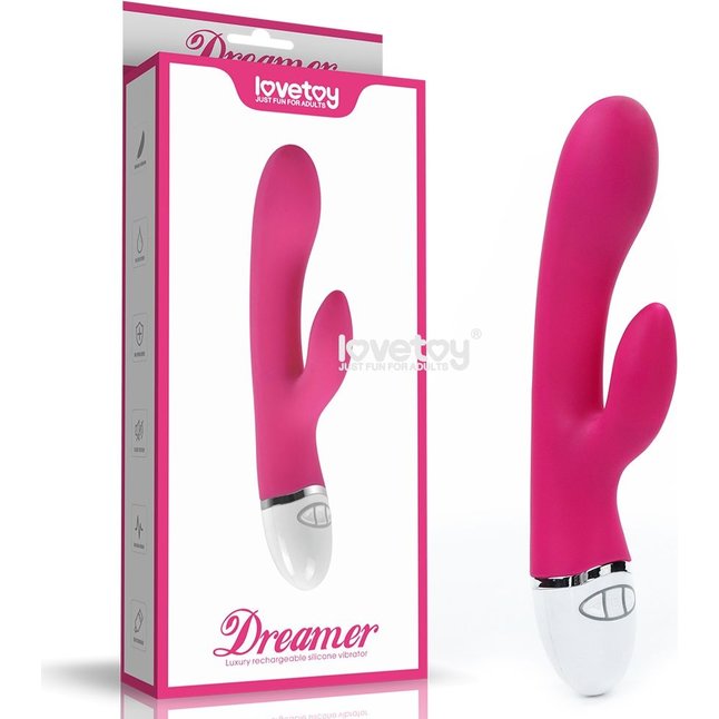 Розовый вибратор-кролик Dreamer Rechargeable Vibrator - 21 см. Фотография 2.