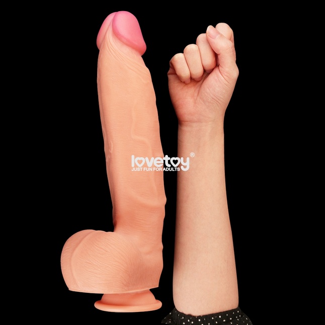 Телесный фаллоимитатор 12 Dual Layered Platinum Silicone Cock - 30,5 см. Фотография 2.