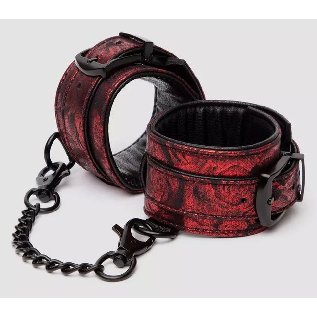 Красно-черные наручники Reversible Faux Leather Wrist Cuffs - Sweet Anticipation