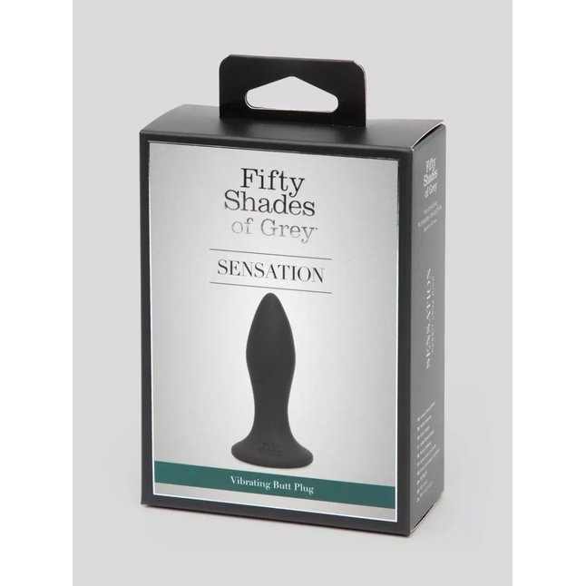 Черная анальная вибропробка Sensation Rechargeable Vibrating Butt Plug - 8,9 см - Fifty Shades of Grey. Фотография 9.