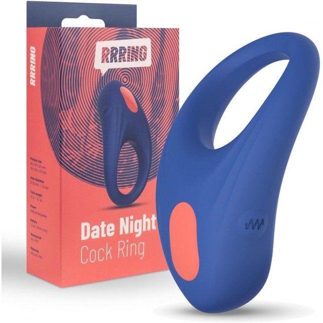 Синее эрекционное кольцо RRRING Date Night Cock Ring. Фотография 3.