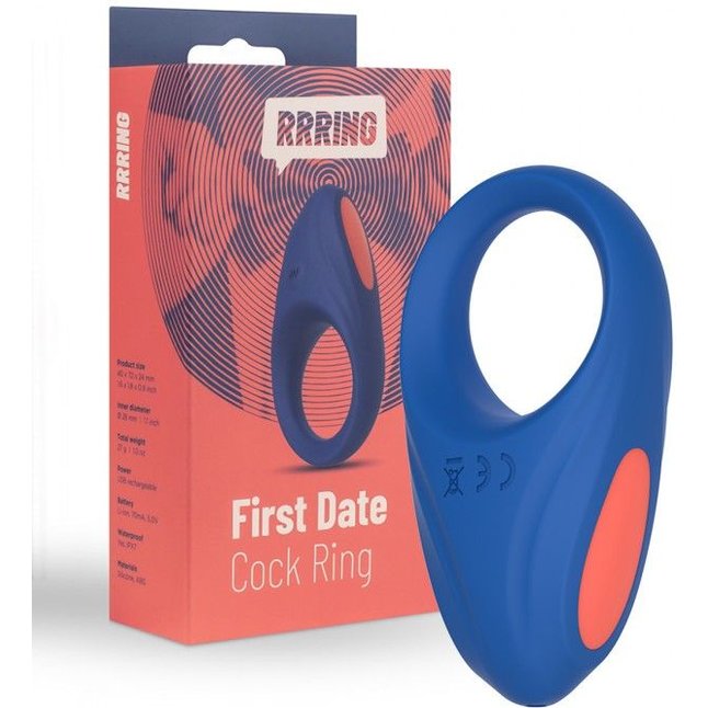 Синее эрекционное кольцо RRRING First Date Cock Ring. Фотография 2.