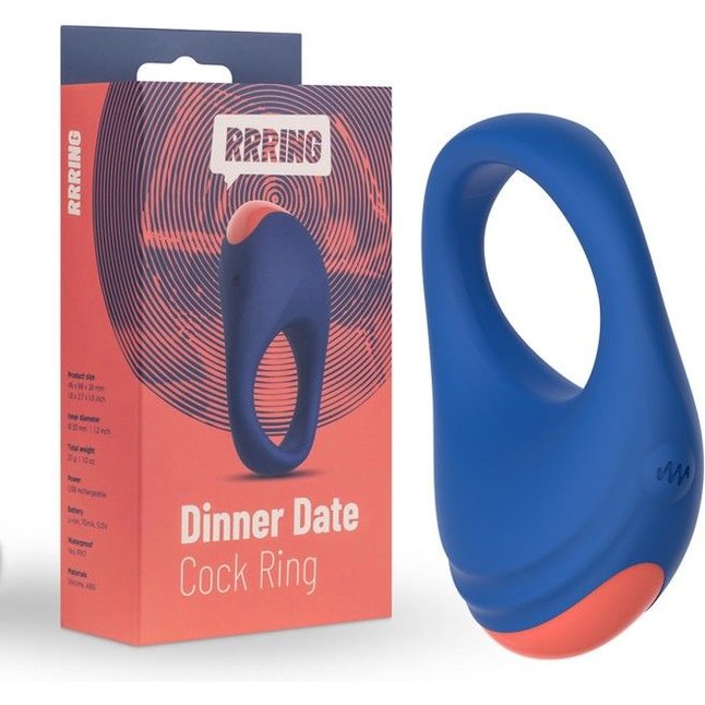 Синее эрекционное кольцо RRRING Dinner Date Cock Ring. Фотография 3.