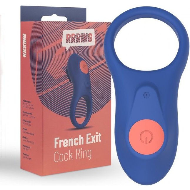 Синее эрекционное кольцо RRRING French Exit Cock Ring. Фотография 3.