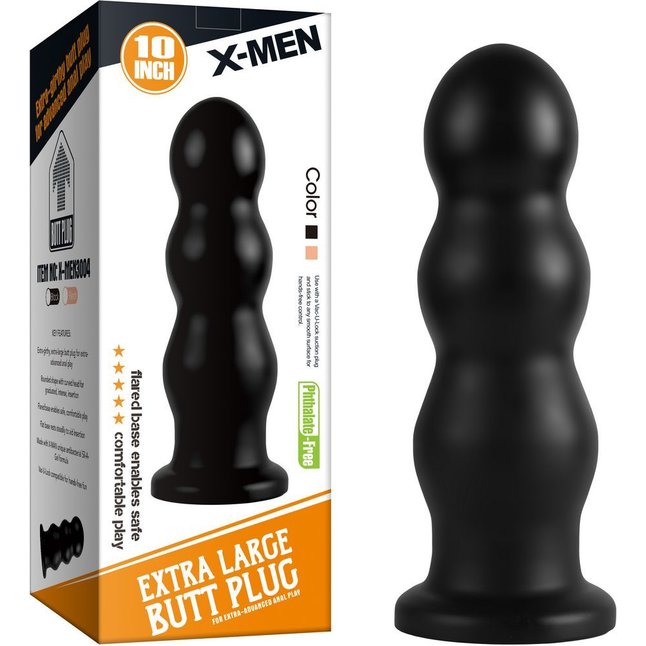 Черный анальный стимулятор X-men - 25,4 см. Фотография 2.