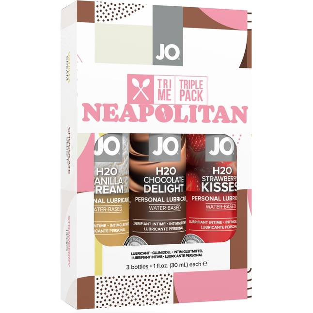 Подарочный набор из 3 вкусовых лубрикантов Neapolitan - JO H2O Flavors