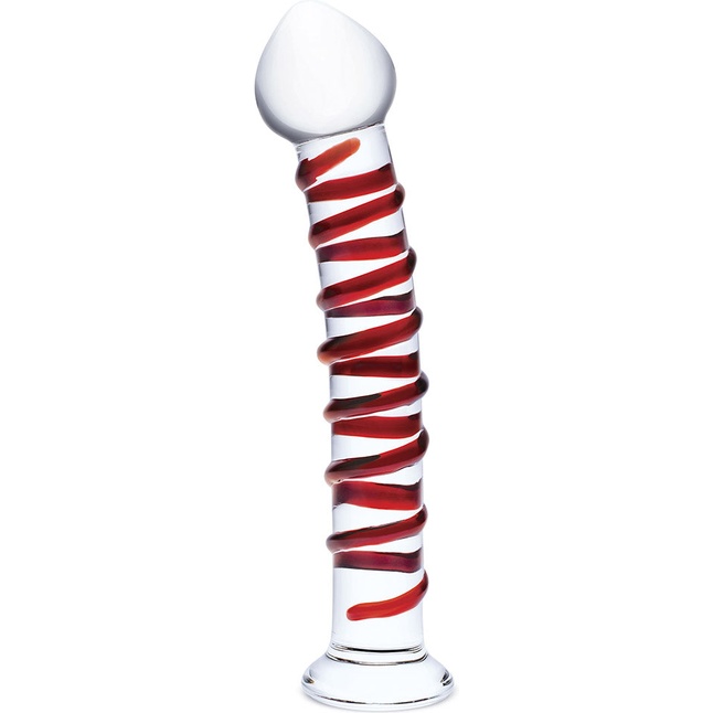 Прозрачный стимулятор с красной спиралью 10 Mr. Swirly Dildo - 25,4 см