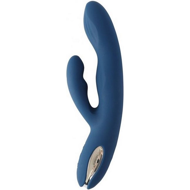 Синий вибратор-кролик Aylin с пульсирующей головкой - 21,5 см