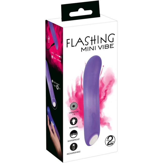 Фиолетовый мини-вибратор Flashing Mini Vibe - 15,2 см - You2Toys. Фотография 4.