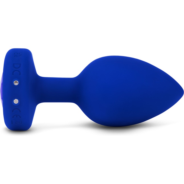 Синяя вибропробка Vibrating Jewel Plug L/XL - 11 см. Фотография 5.