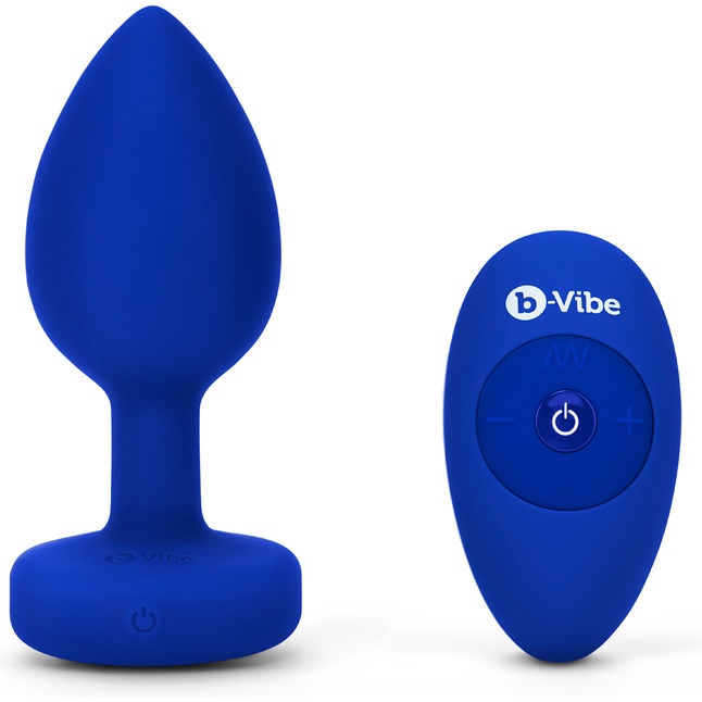Синяя вибропробка Vibrating Jewel Plug L/XL - 11 см