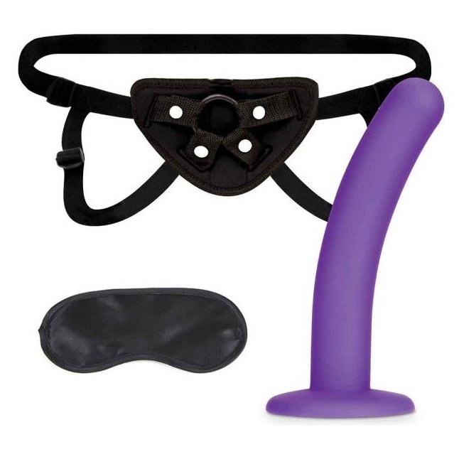Фиолетовый поясной фаллоимитатор Strap on Harness 5in Dildo Set - 12,25 см