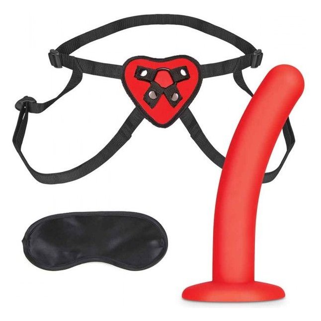 Красный поясной фаллоимитатор Red Heart Strap on Harness 5in Dildo Set - 12,25 см