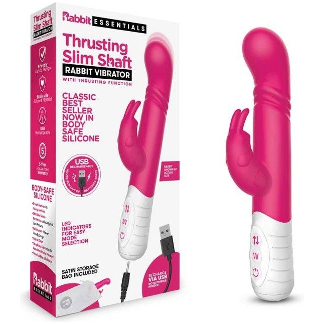 Розовый массажер для G-точки Slim Shaft thrusting G-spot Rabbit - 23 см. Фотография 3.