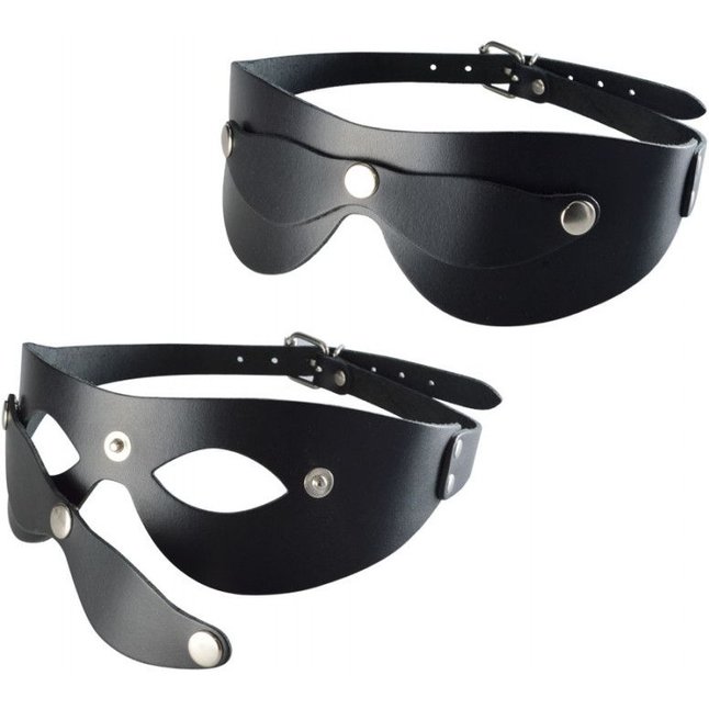 Черная кожаная маска Новичок - BDSM accessories