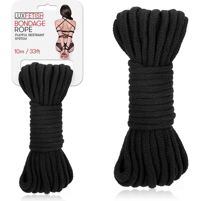 Черная хлопковая веревка для связывания Bondage Rope - 10 м. Фотография 5.