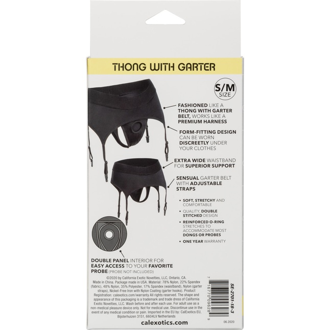 Черные трусики для страпона Thong with Garter размера S/M - Boundless. Фотография 6.