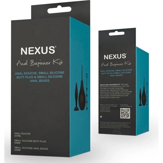 Анальный набор Nexus Anal Beginner Kit: пробка, душ и шарики. Фотография 2.