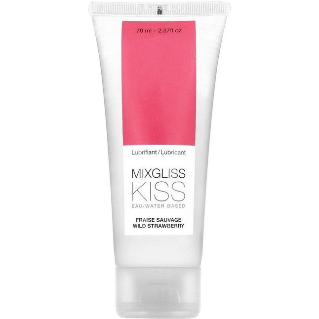 Смазка на водной основе Mixgliss Kiss с ароматом земляники - 70 мл - Mixgliss