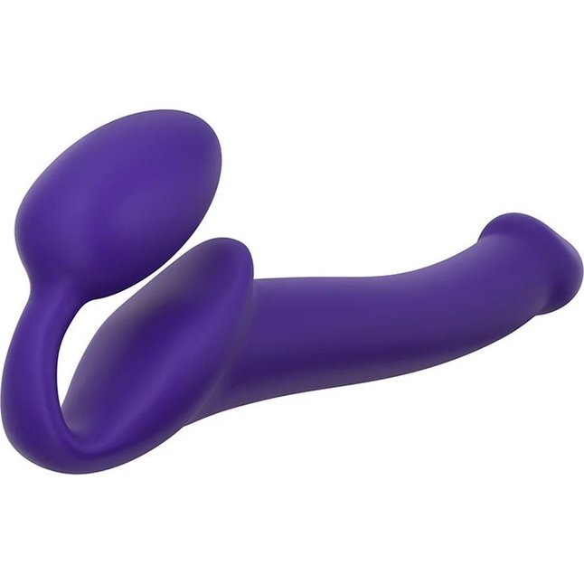 Фиолетовый безремневой страпон Silicone Bendable Strap-On - size M. Фотография 3.