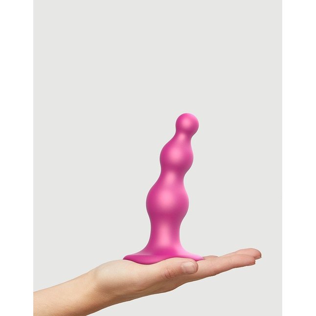 Розовая насадка Strap-On-Me Dildo Plug Beads size S. Фотография 5.