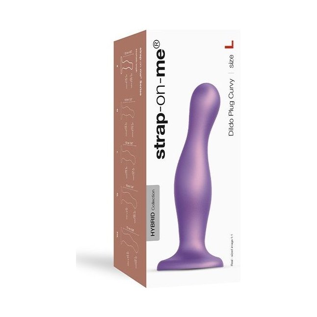 Фиолетовая насадка Strap-On-Me Dildo Plug Curvy size L. Фотография 3.