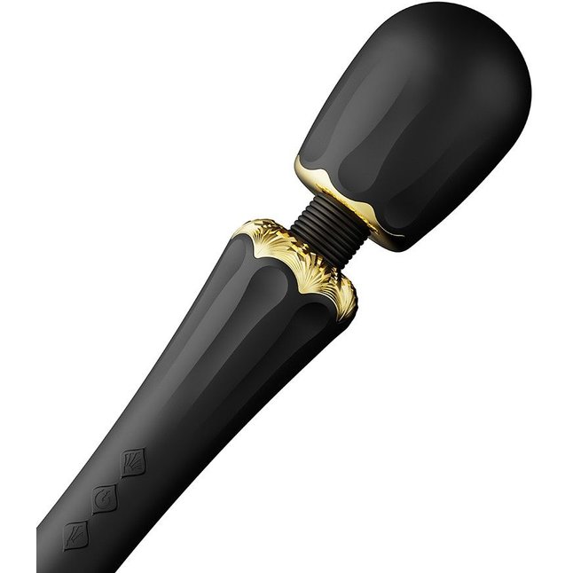 Черный wand-вибратор Kyro с 2 насадками. Фотография 7.