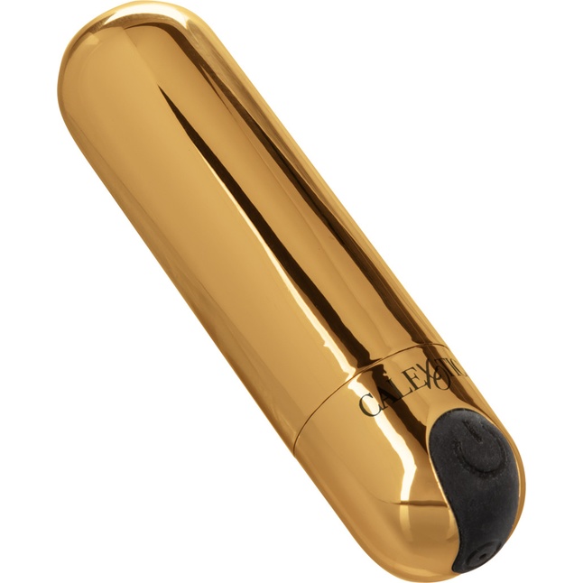 Золотистая вибропуля в чехле для хранения Rechargeable Hideaway Bullet - 7,5 см. Фотография 5.