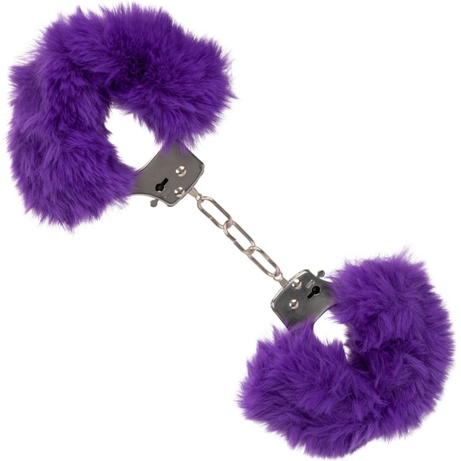 Металлические наручники с фиолетовым мехом Ultra Fluffy Furry Cuffs. Фотография 4.