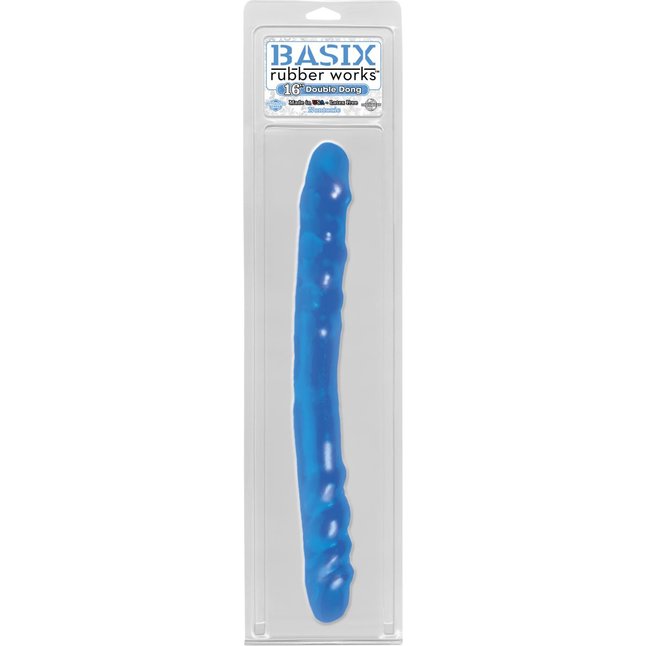 Двойной синий фаллоимитатор BASIX - 38,5 см - Basix Rubber Works
