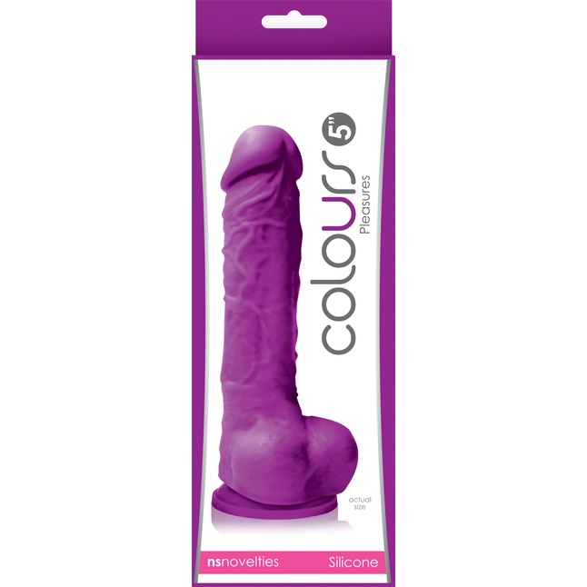 Фиолетовый фаллоимитатор на присоске Colours Pleasures 5 Dildo - 17,8 см - Colours. Фотография 2.