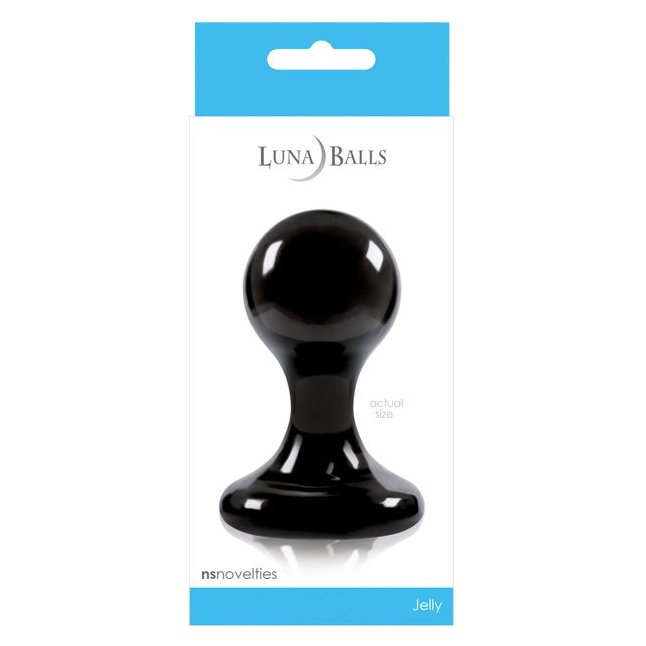 Чёрная анальная пробка среднего размера Luna Balls на присоске - 8,5 см - Luna Balls. Фотография 2.