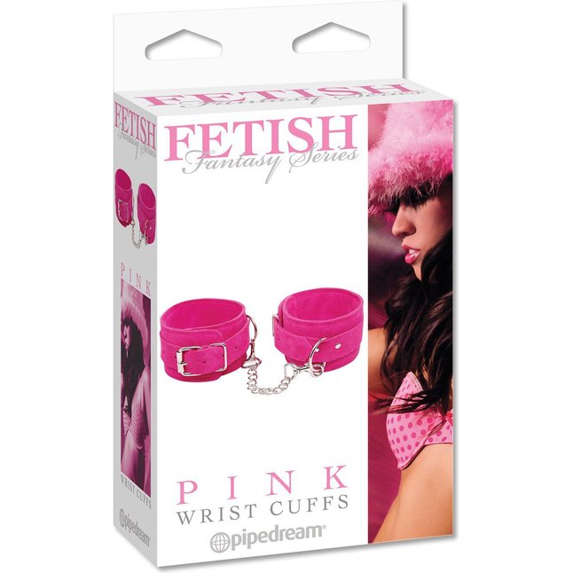 Розовые замшевые наручники Pink Wrist Cuffs - Fetish Fantasy Series. Фотография 2.