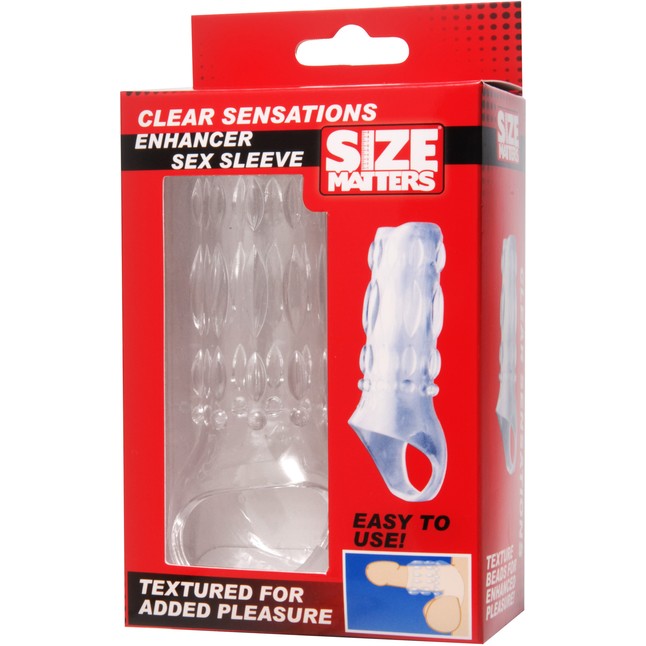 Насадка на пенис с кольцом для мошонки Clear Sensations Enhancer Sex Sleeve - 11,5 см - Size Matters. Фотография 3.