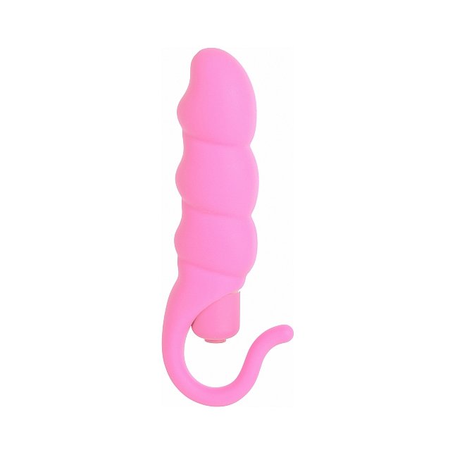 Розовый вибратор со стимуляцией клитора Minoo - 18 см - Shots Toys