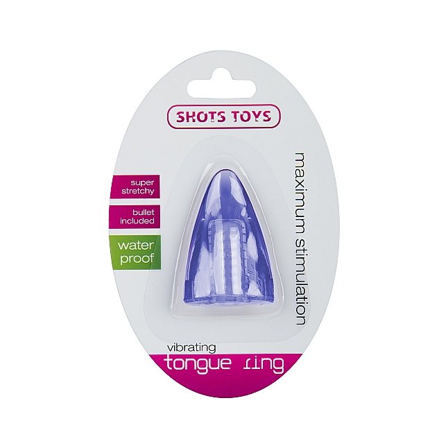 Голубой стимулятор на палец в форме языка Vibrating Tongue - Shots Toys. Фотография 2.