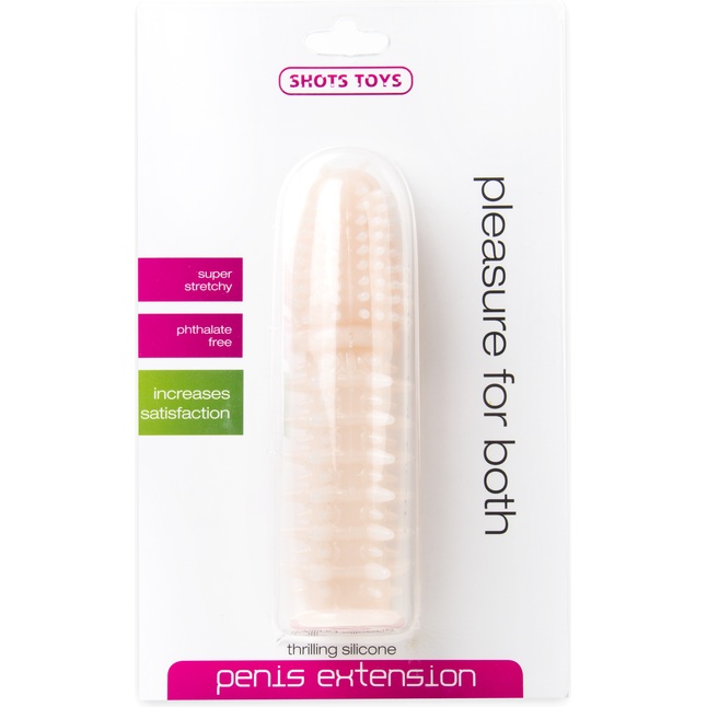 Телесная шипованная насадка на пенис с выпуклой головкой - 13,5 см - Shots Toys. Фотография 2.