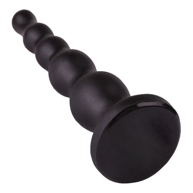 Чёрная анальная ёлочка с ограничительным основанием - 17,5 см. Фотография 2.