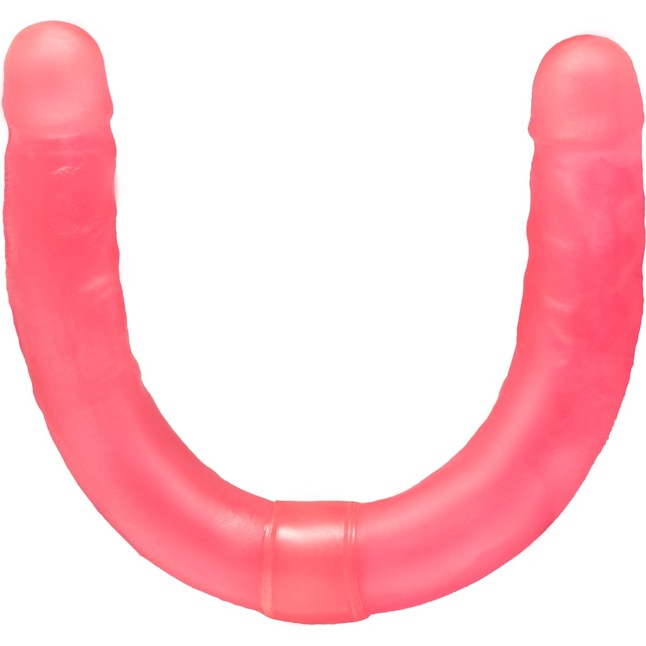 Розовый двусторонний гелевый фаллоимитатор - 44 см - Для двоих + HARNESS WOMAN STRAP