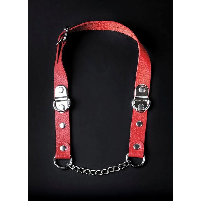 Красный кожаный кляп с цепью - BDSM accessories