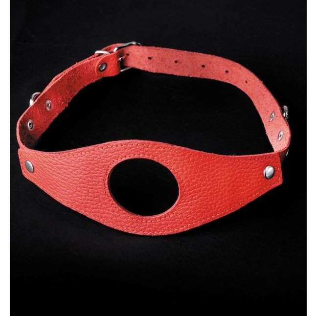 Красный кожаный кляп с отверстием - BDSM accessories