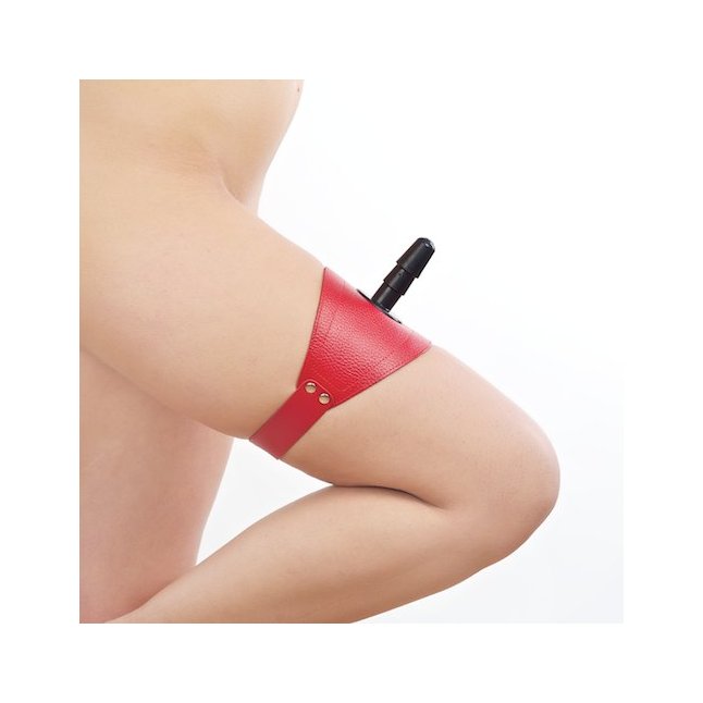 Красный фиксатор на бедро с плугом для насадок Харнесс - BDSM accessories